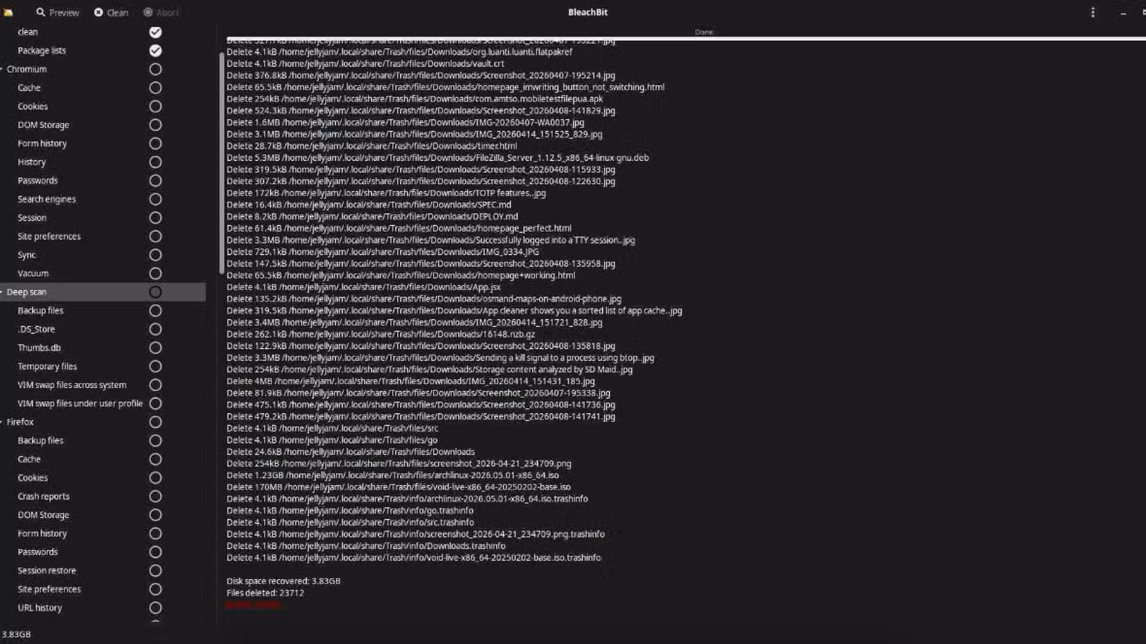 Bleachbit cleared some space.