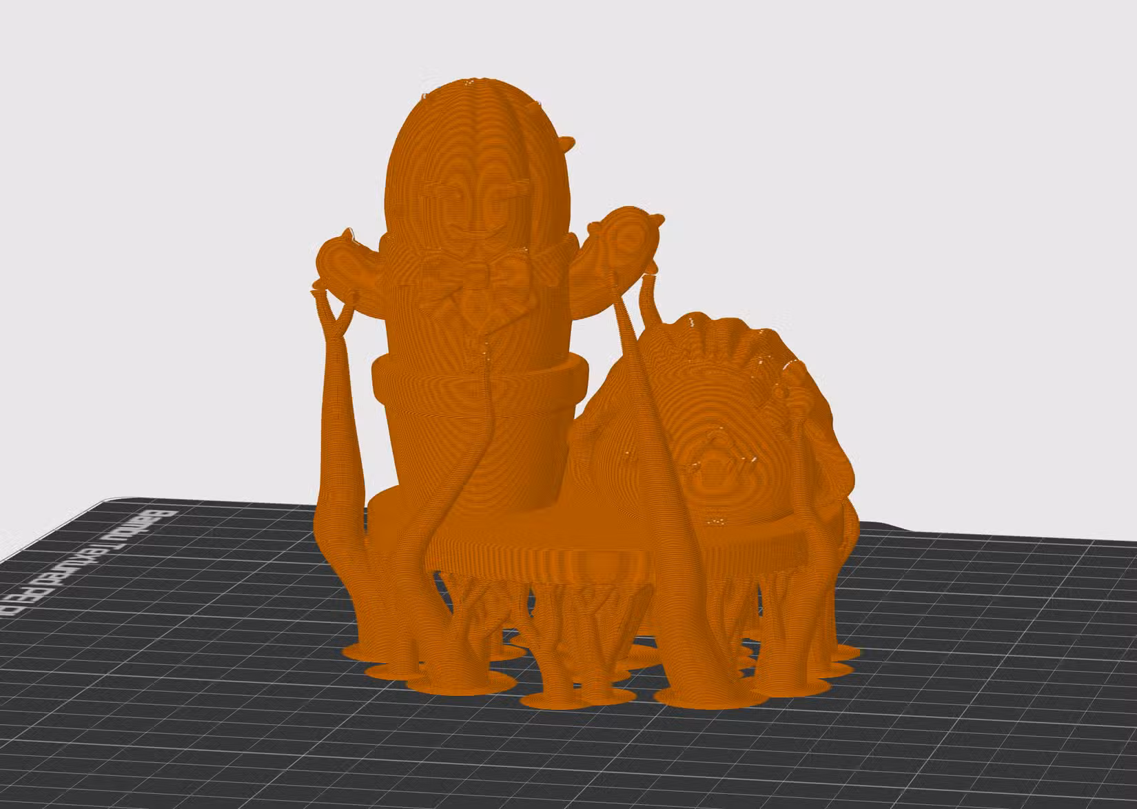 Cake topper 3D printing supports in Bambu Studio.