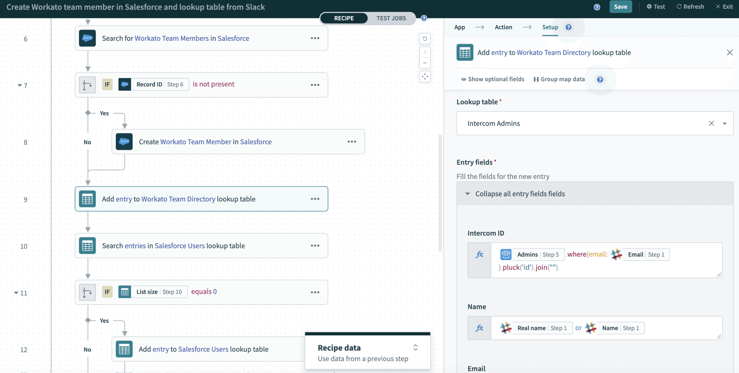 A screenshot of the Workato platform.