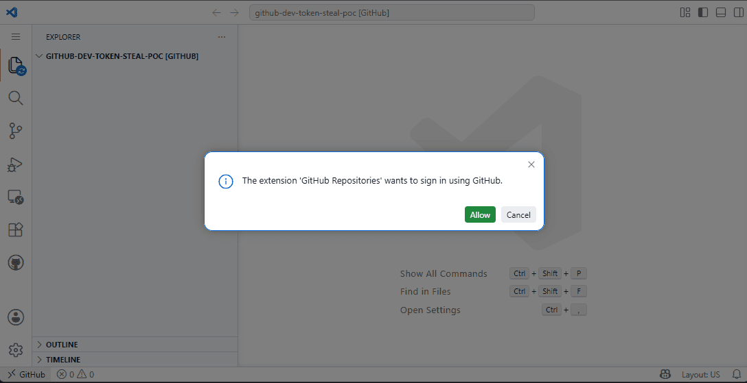 github.dev initial sign-in dialog