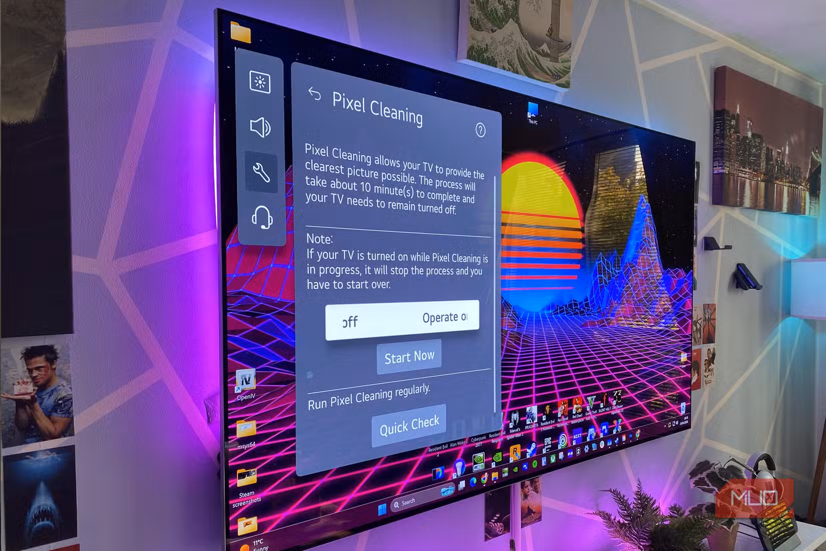 OLED pixel cleaning cycle