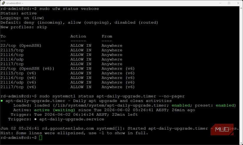 SSH session to relay server with firewall rules and ports