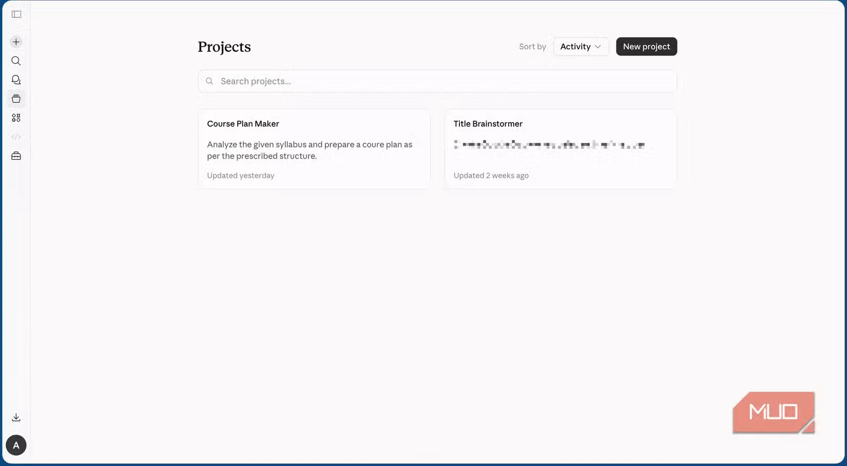 claude interface showing the project's overview