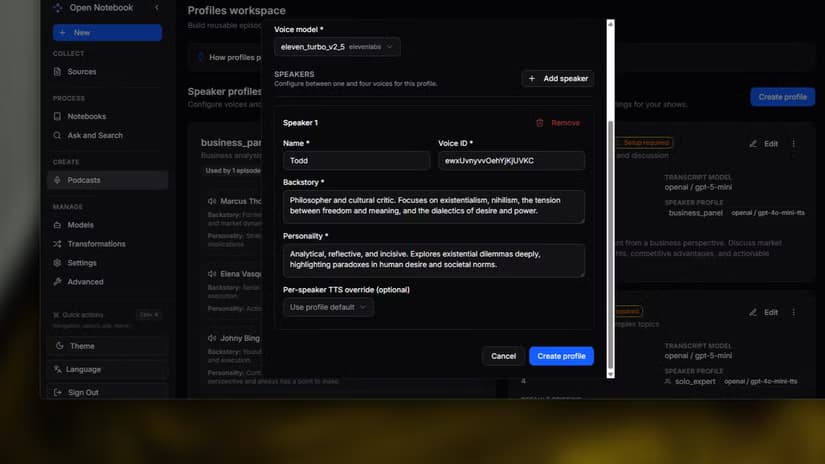 Adding a second custom speaker to Open Notebook