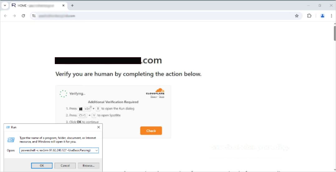 ClickFix example from the campaign