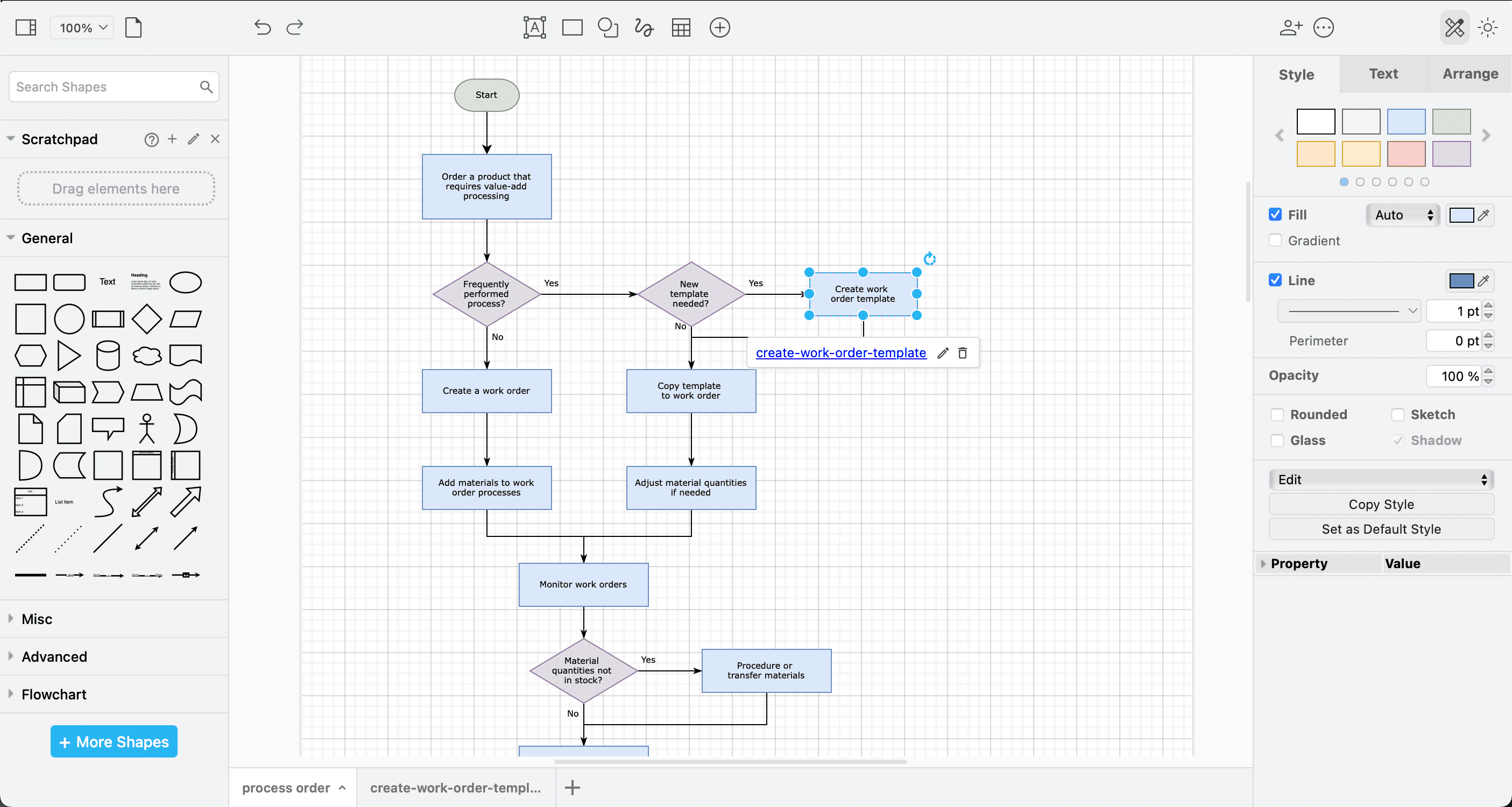 draw.io, our pick for the best process mapping software for free, offline use.