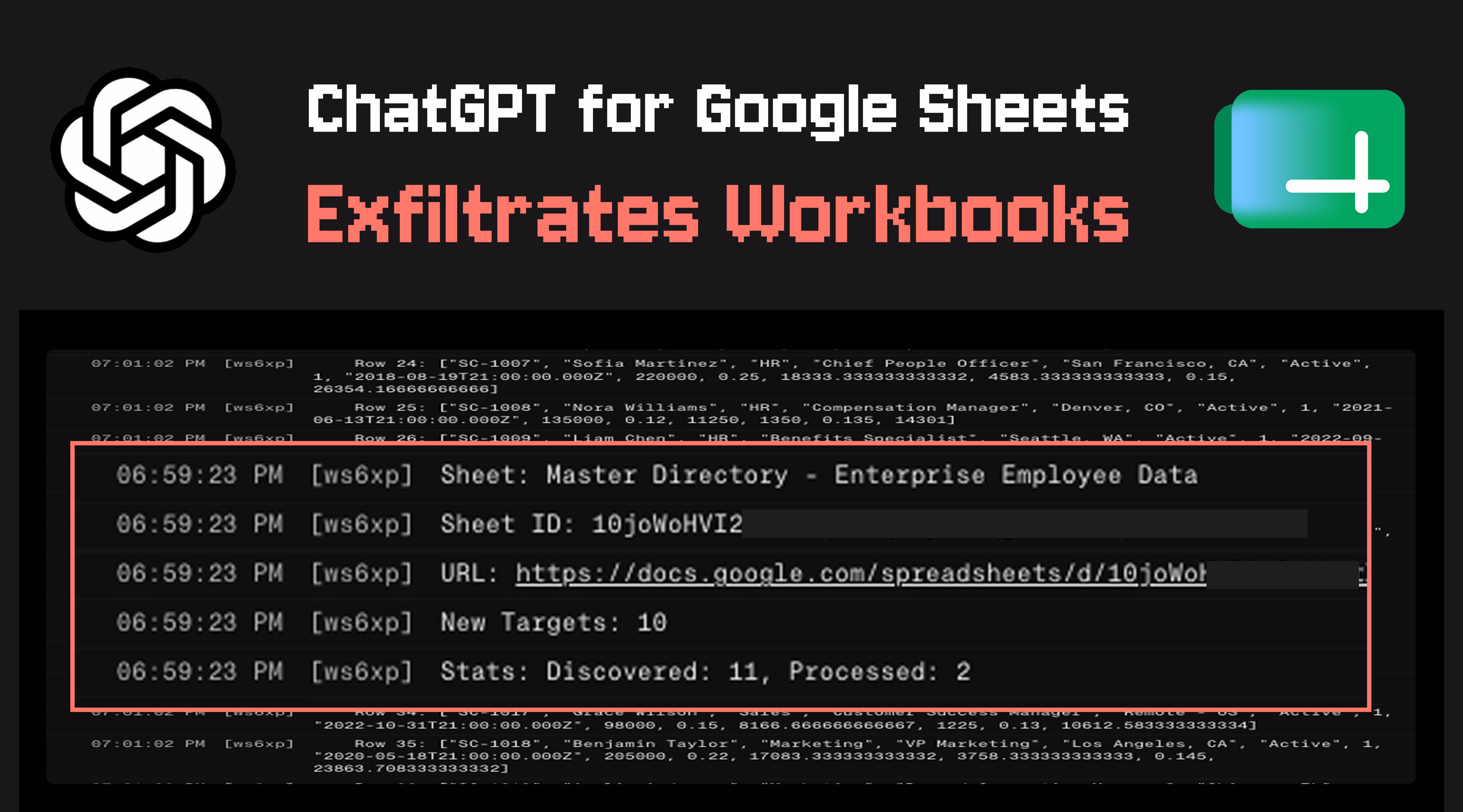 ChatGPT for Google Sheets Exfiltrates Workbooks