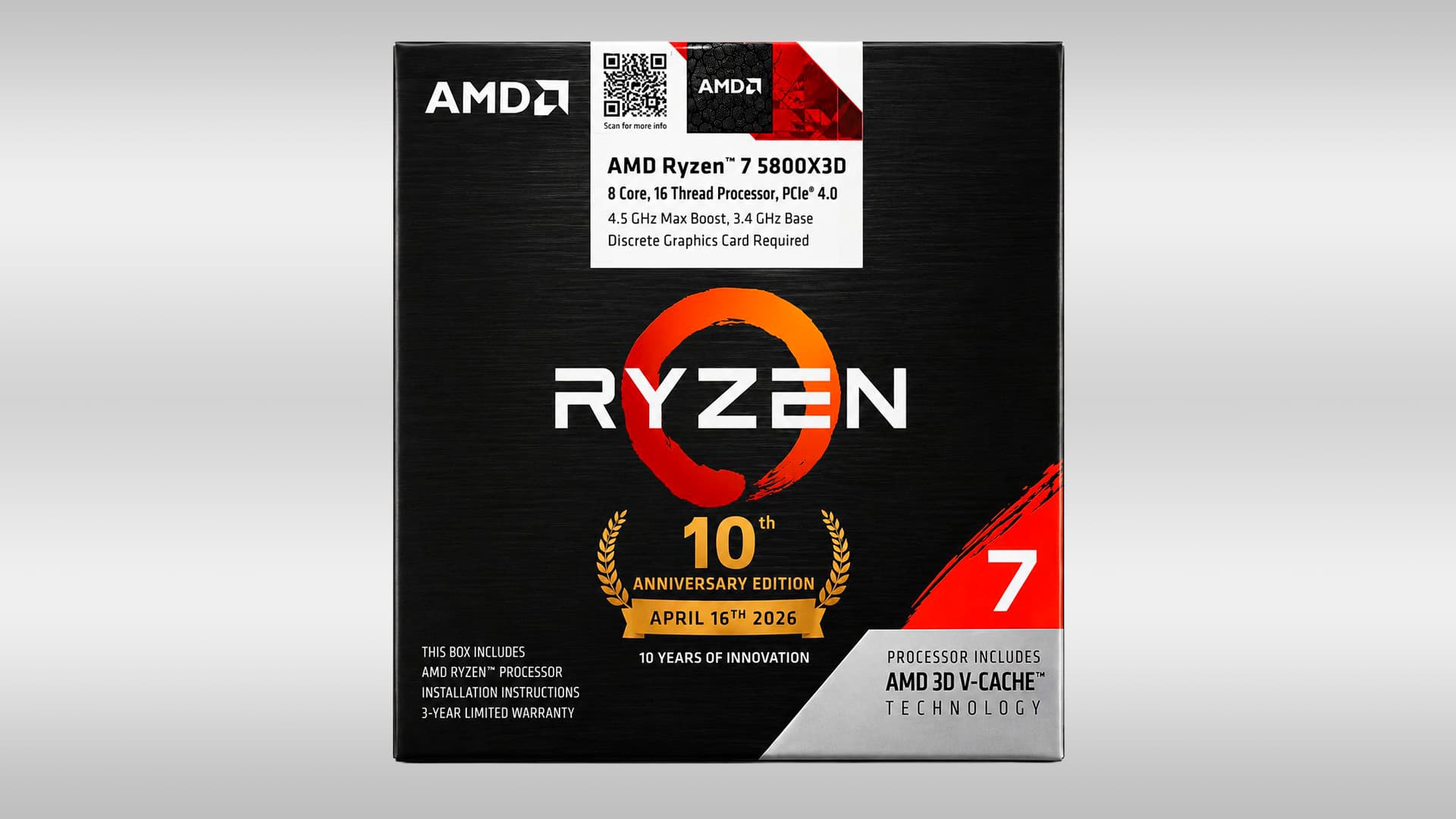 AMD Ryzen 7 5800X3D AM4 10th Anniversary Edition