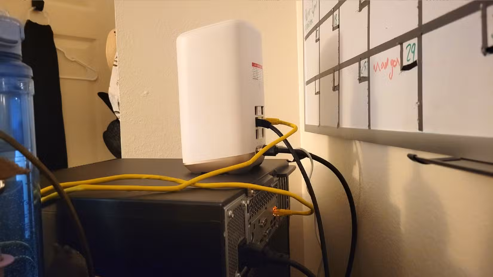 Close up of router running in the server