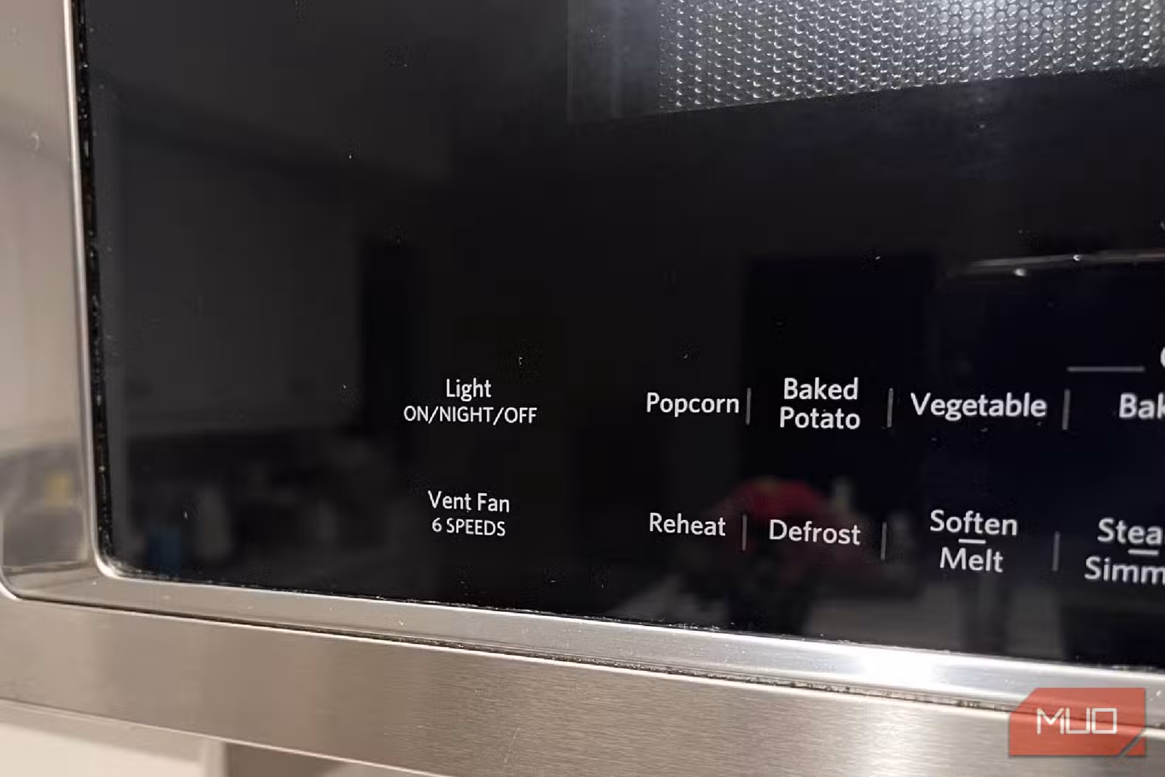 The vent fan settings on a microwave
