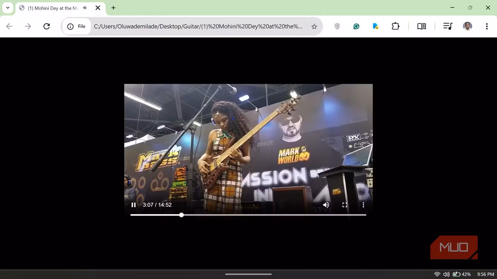 Chrome browser acting as a media player.