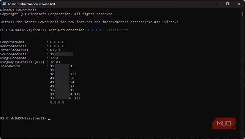 Using the Test Connection command