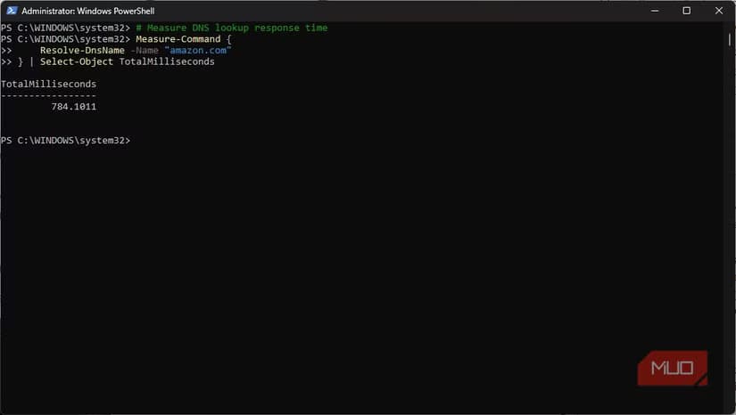 Measure DNS lookup response time