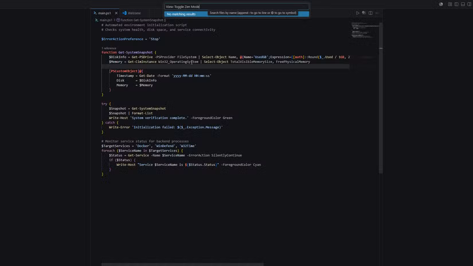 VS Code in Zen Mode
