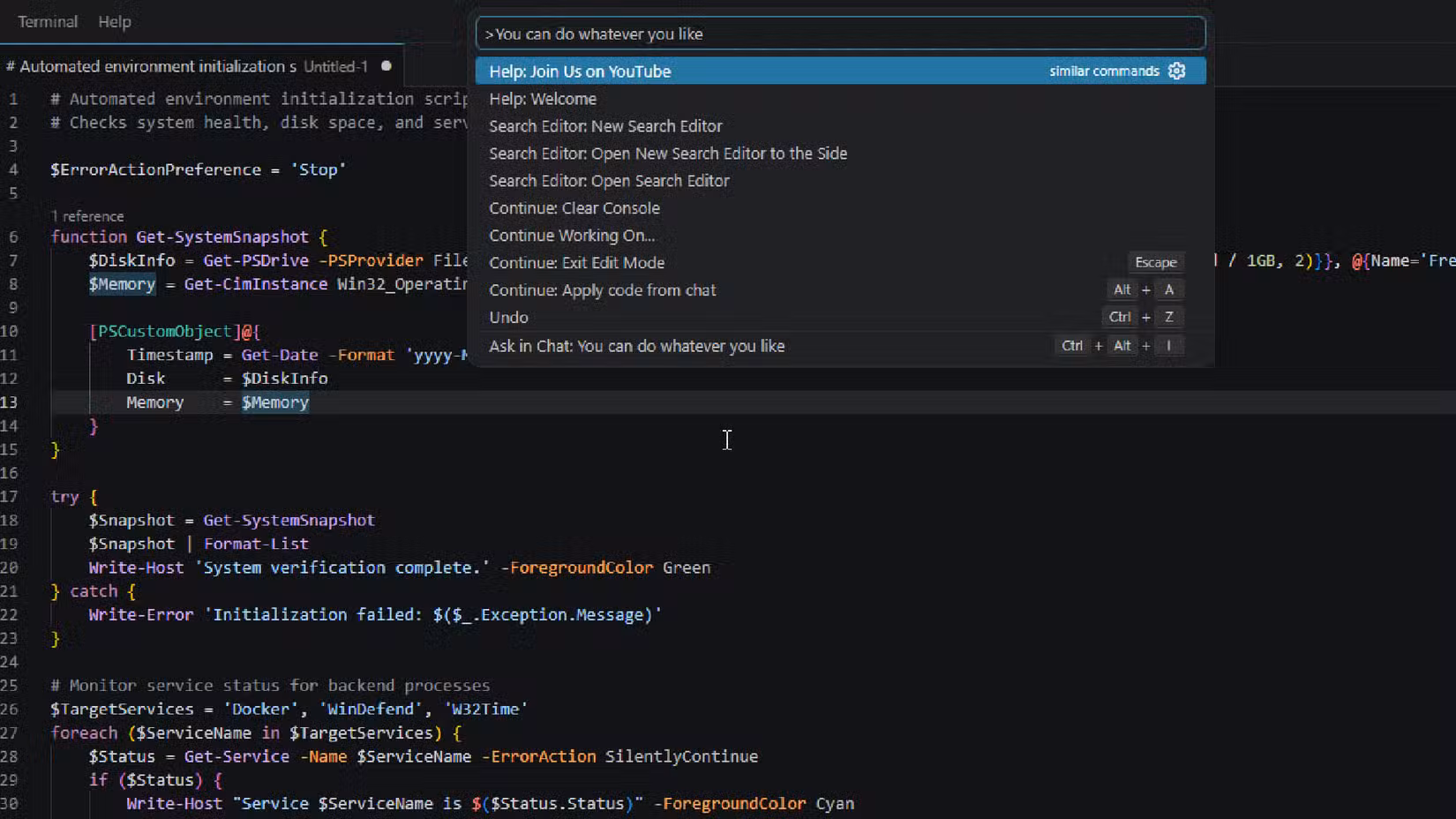 A silly command in PowerShell
