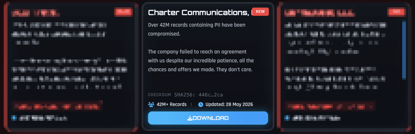 Charter entry on ShinyHunters leak site