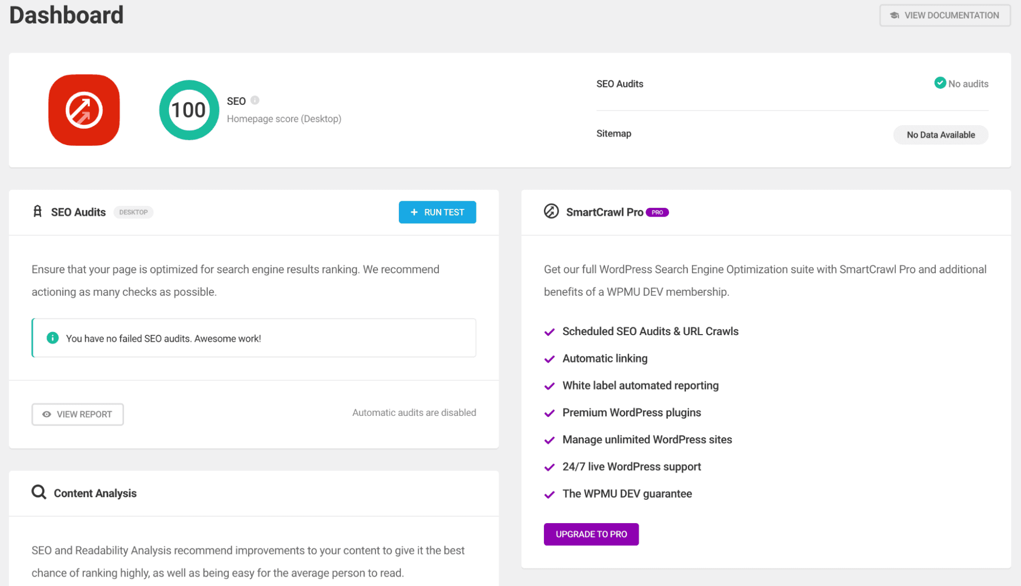 SmartCrawl, our pick for the best WordPress SEO plugin for balancing features with simplicity