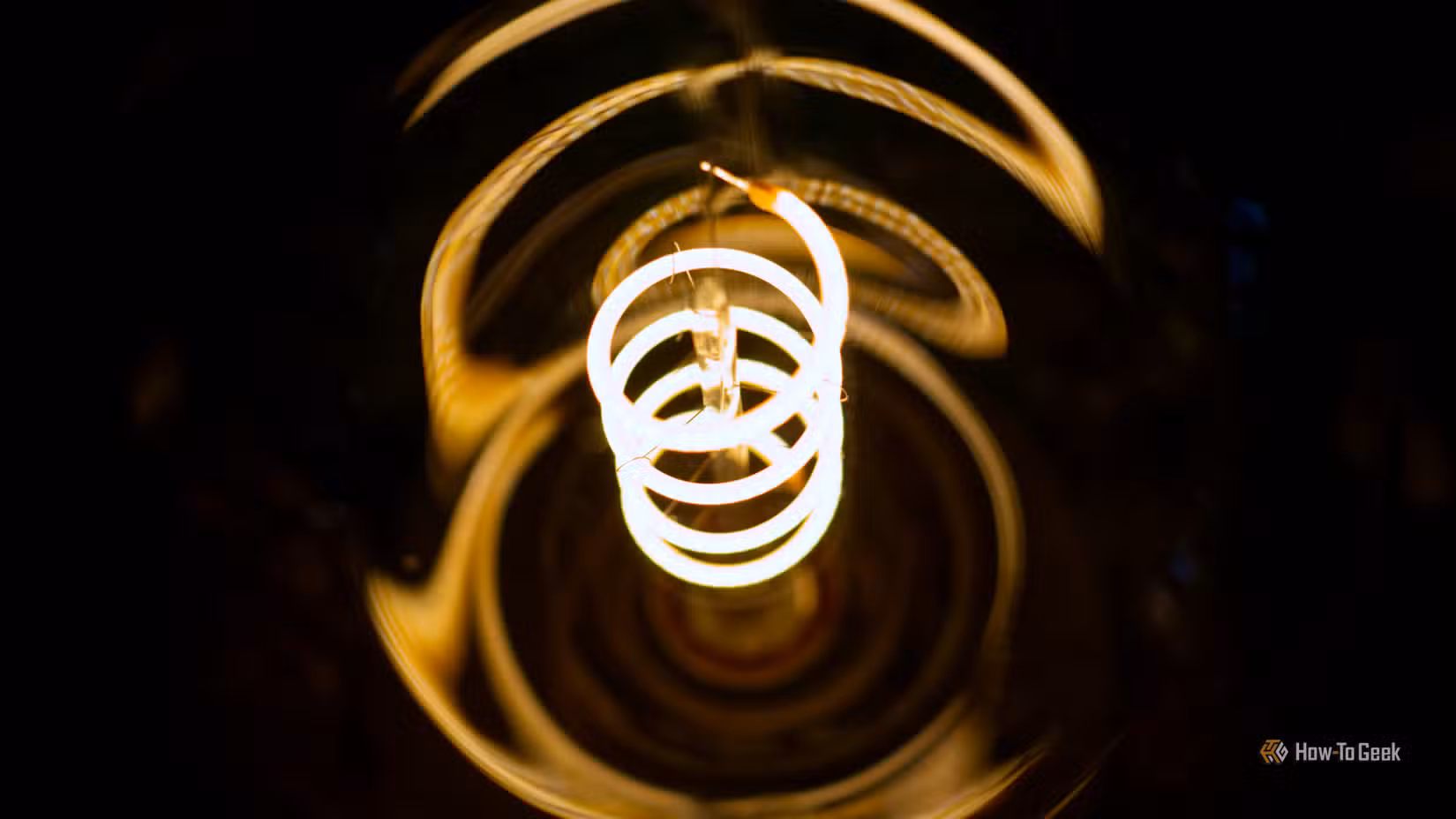 Light bulb filament in a spiral pattern.
