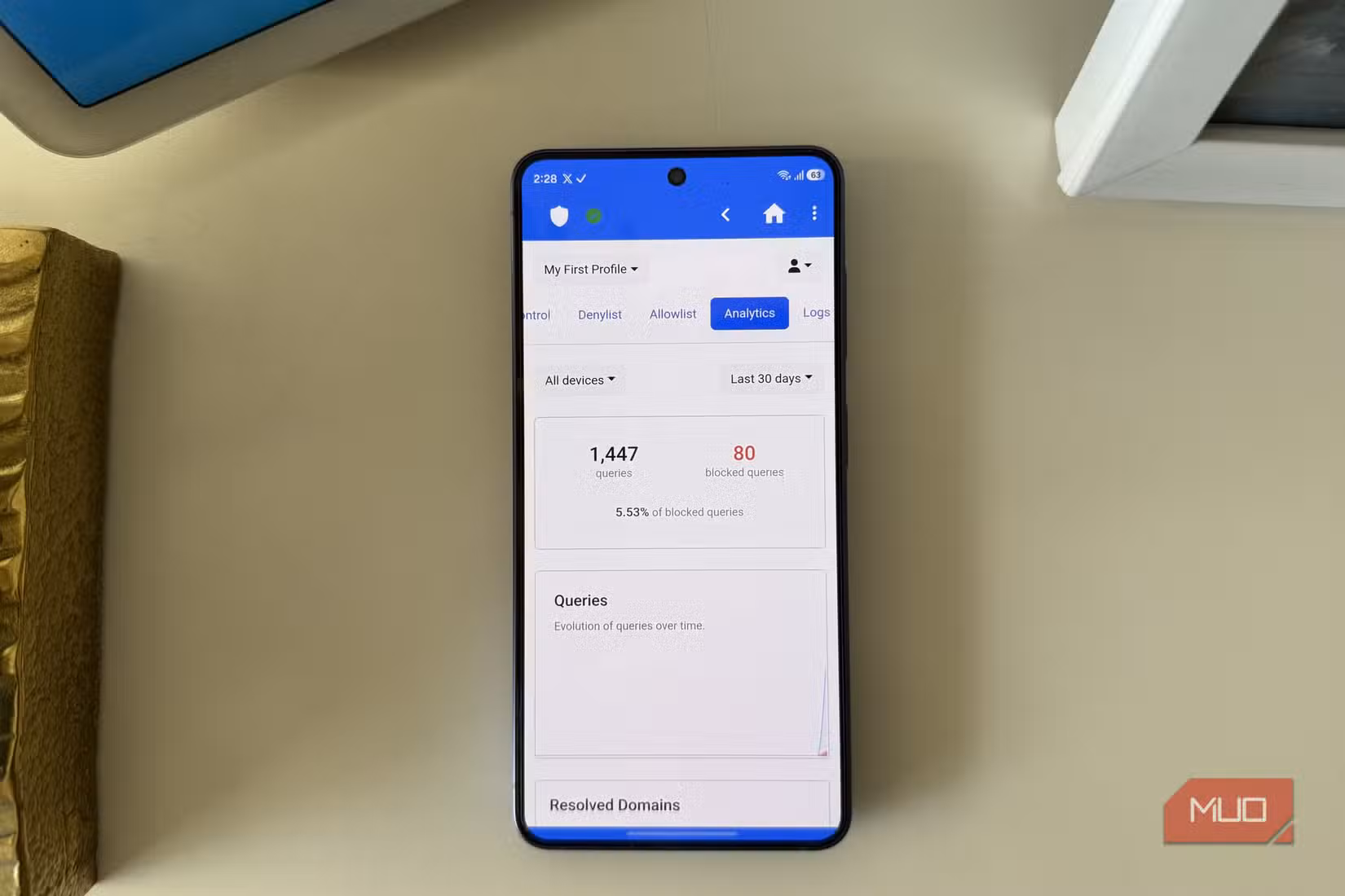 NextDNS Manager app home screen on Android phone