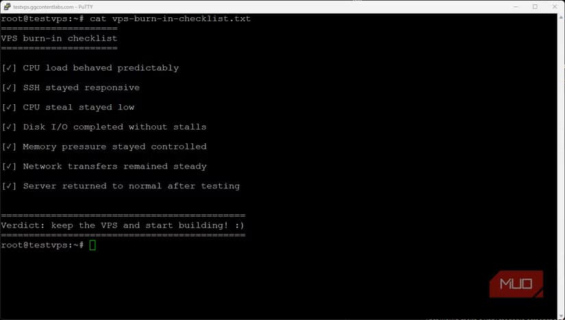 VPS final checklist with txt file and cat