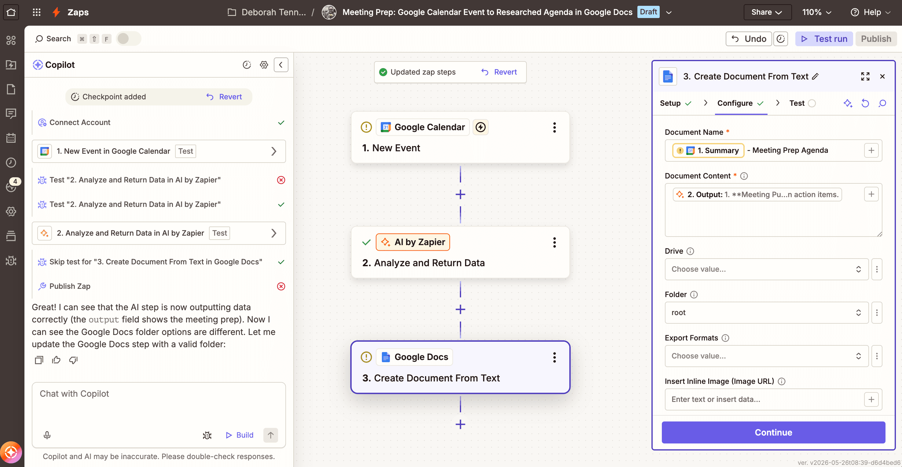 Using Copilot in the Zapier editor