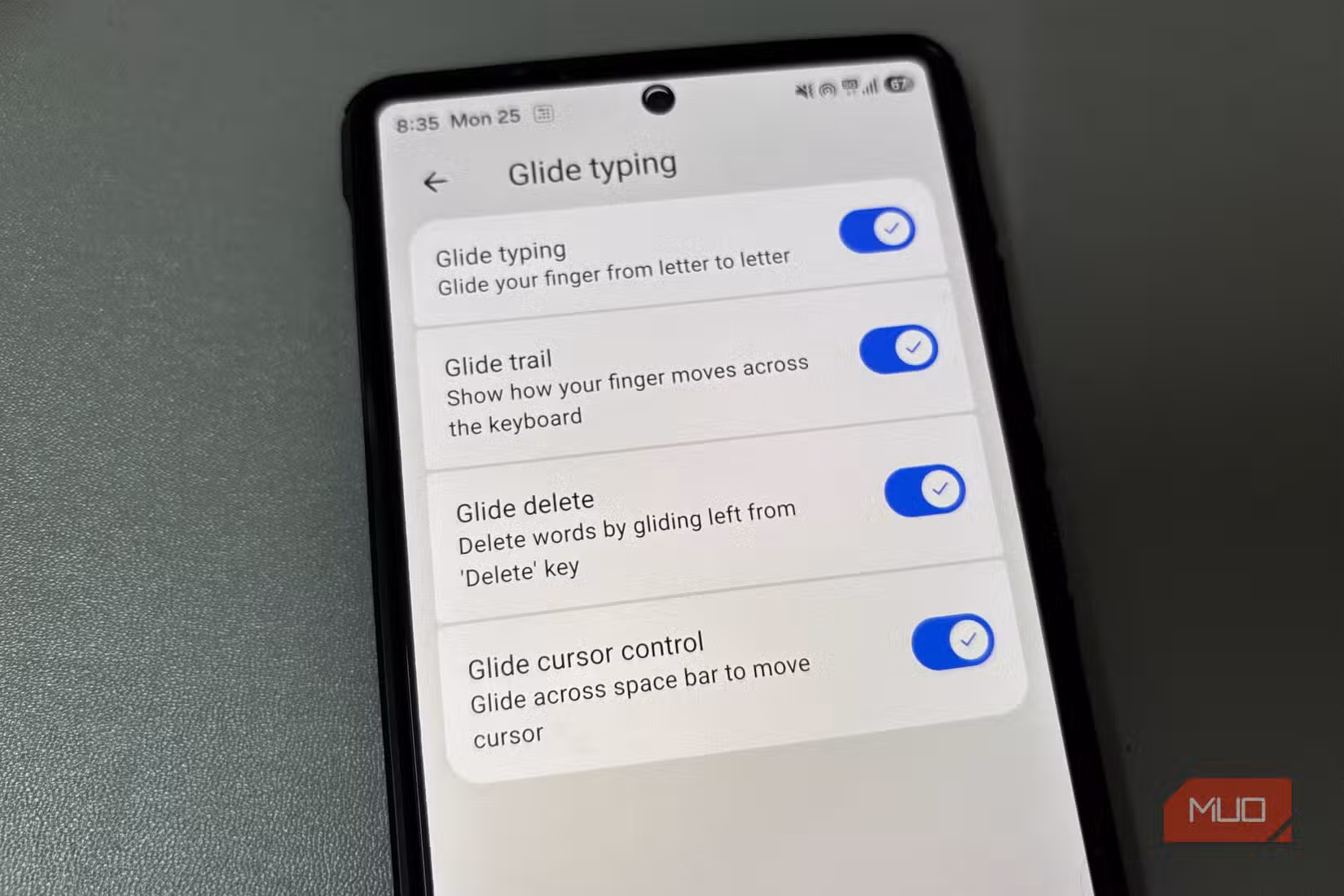 Gboard cursor and delete gestures