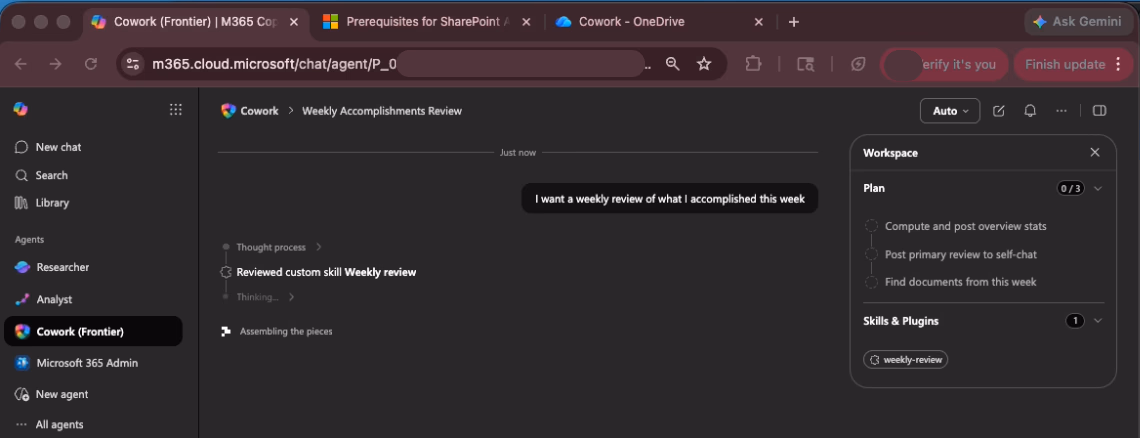 Victim asks Copilot Cowork for a recap, triggering the poisoned Skill.