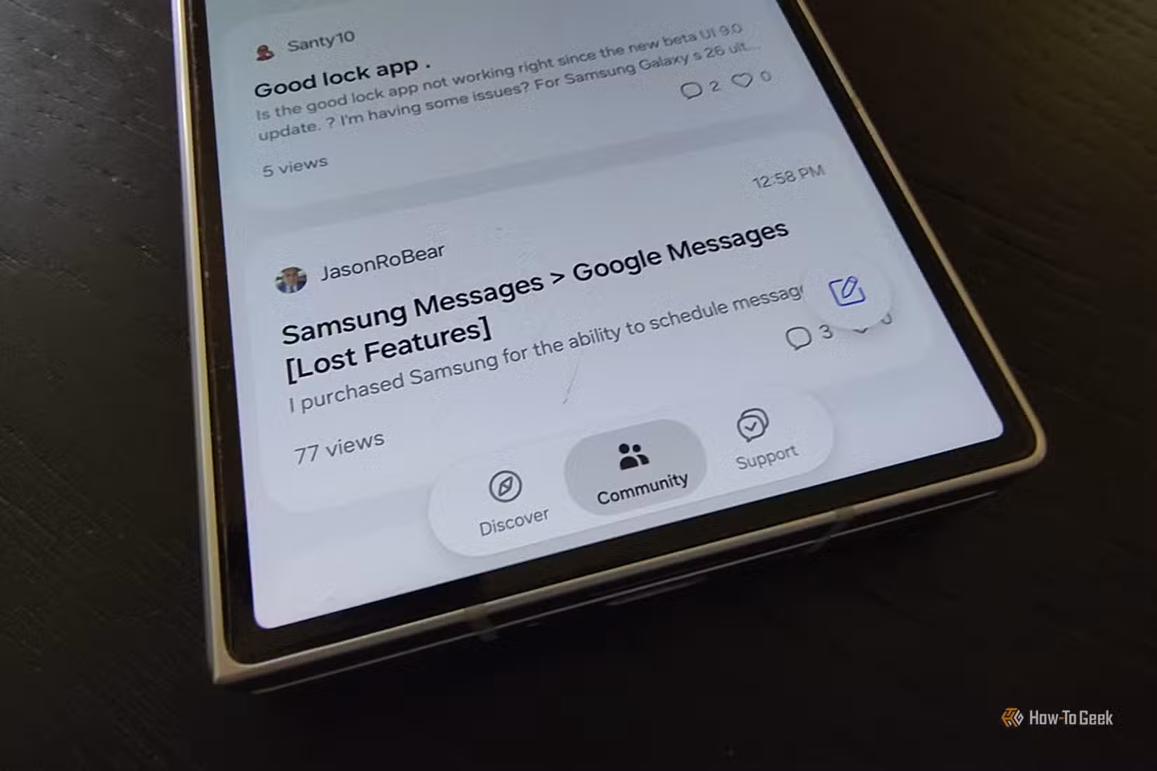 Community posts in the Samsung Members app.