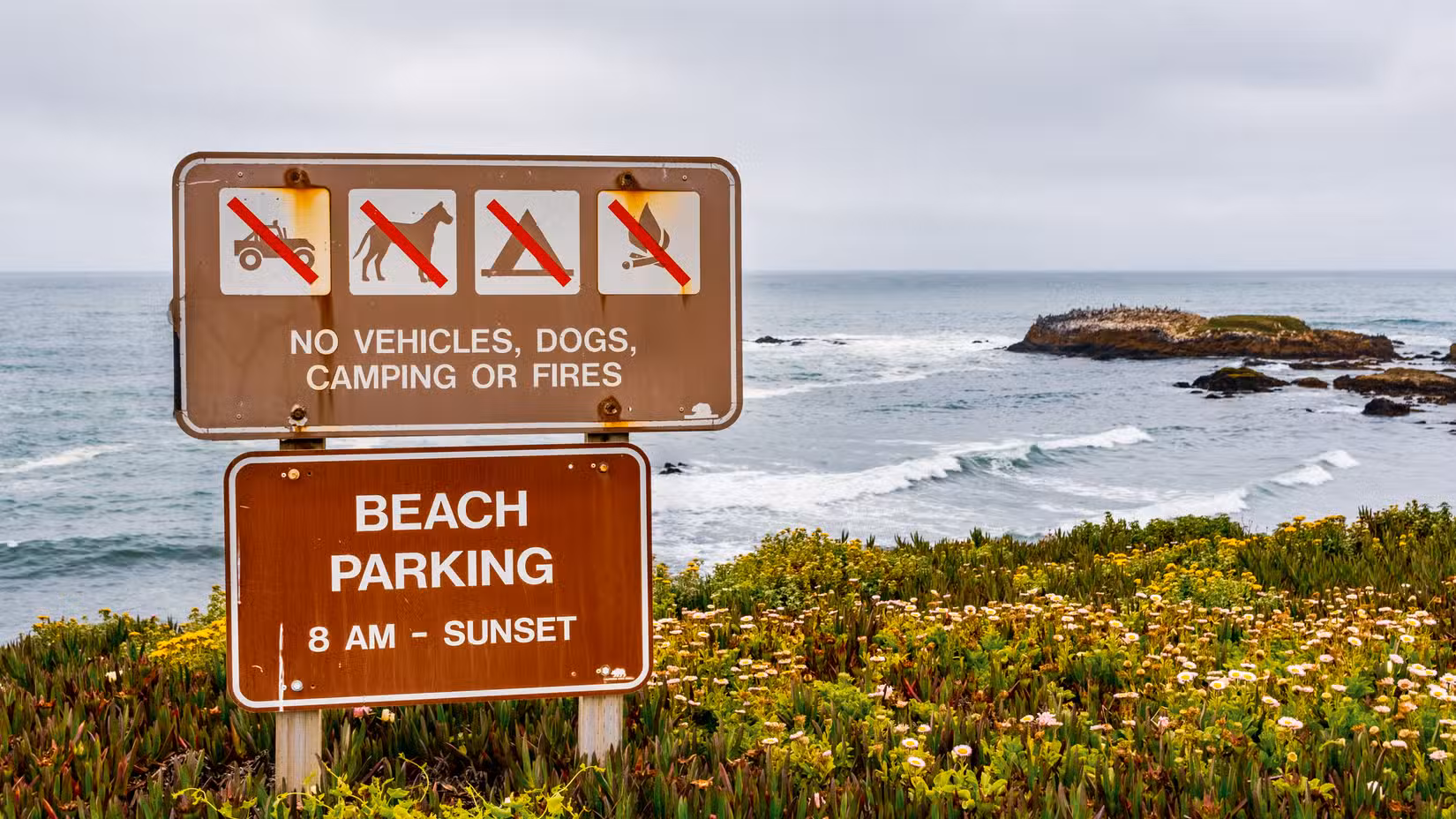 Beach rules sign