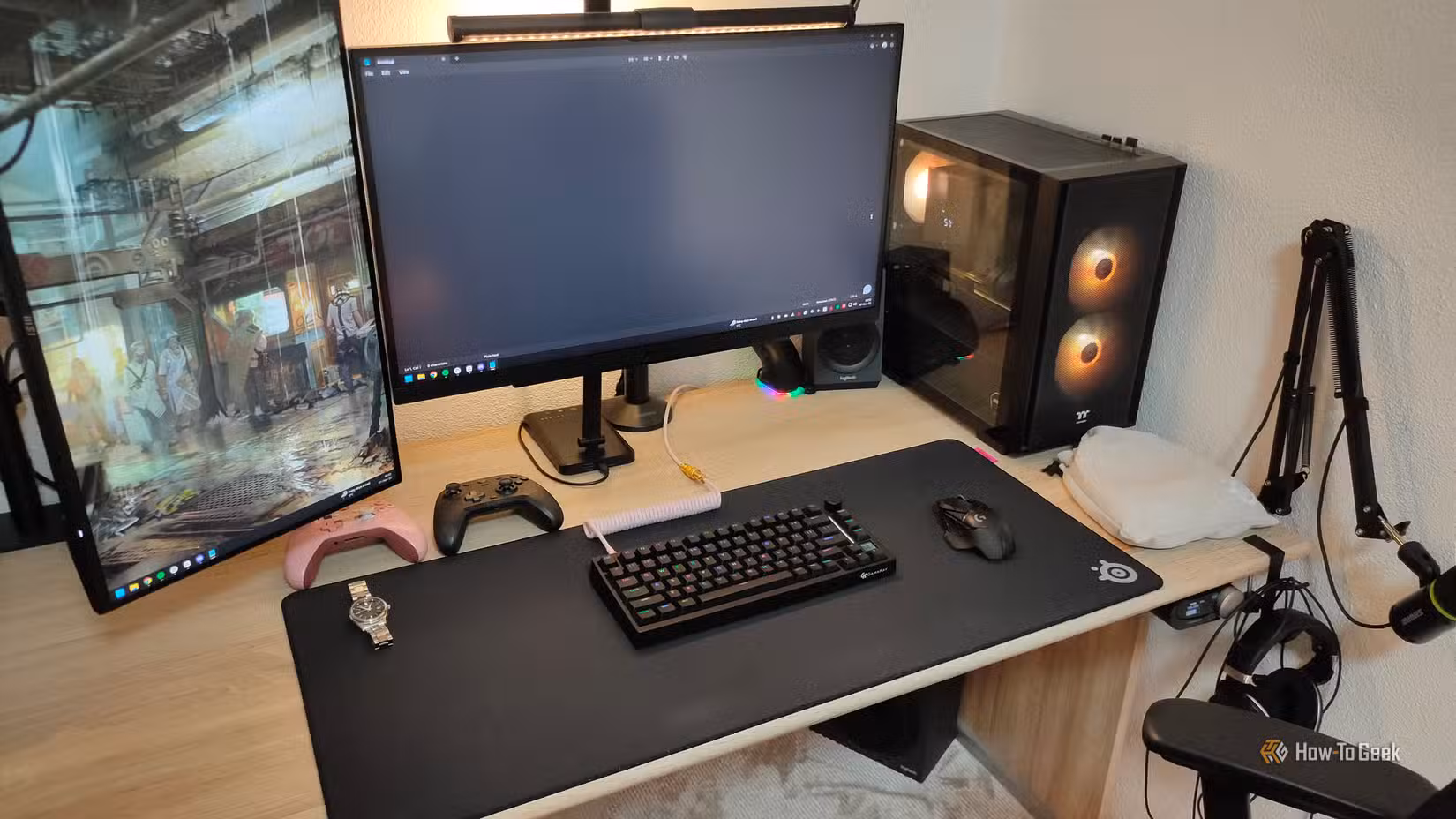 A gaming desktop PC setup.