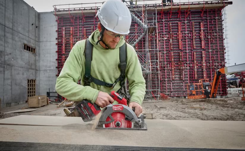 Milwaukee circular saw on a jobsite