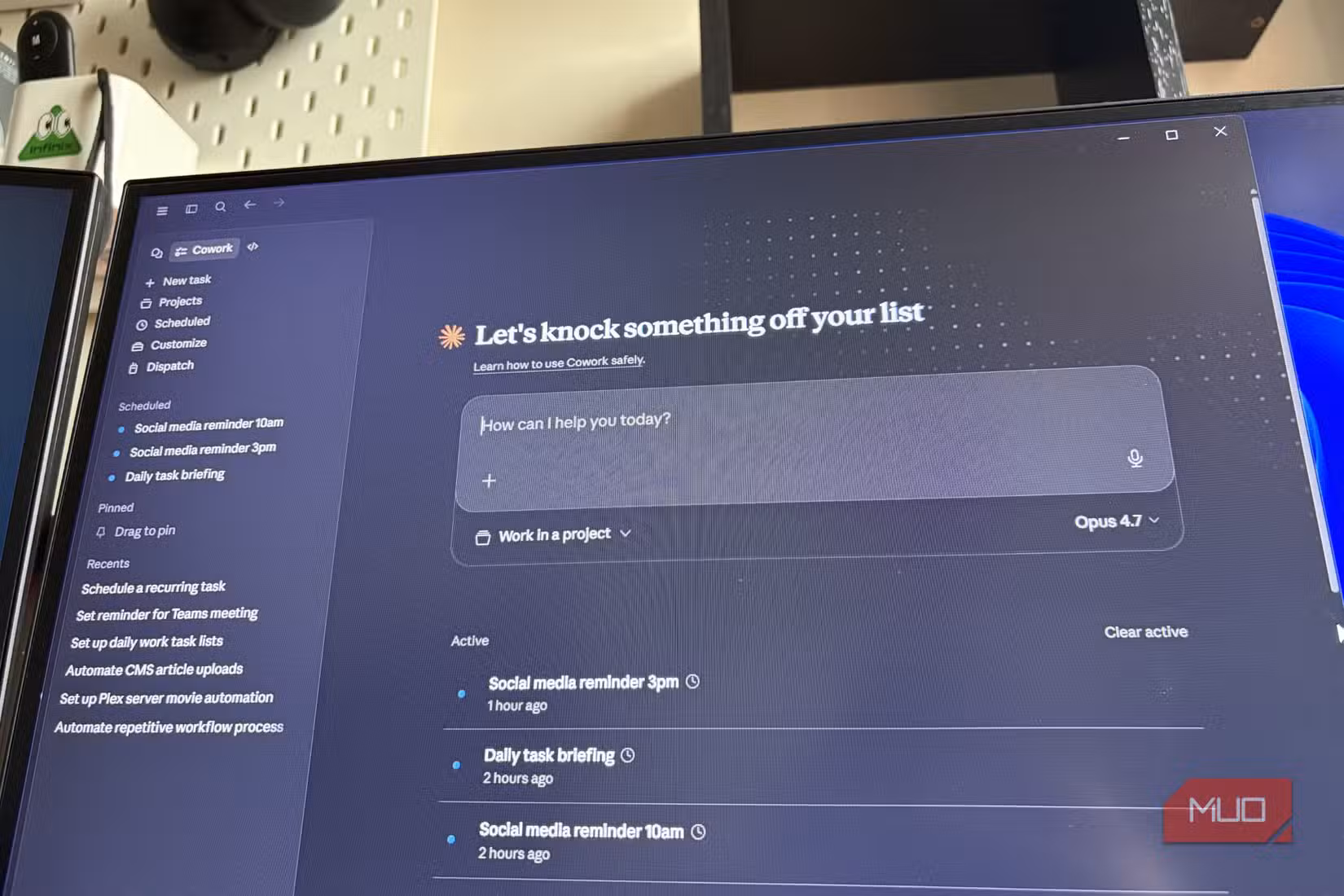 Claude Cowork scheduling for new task