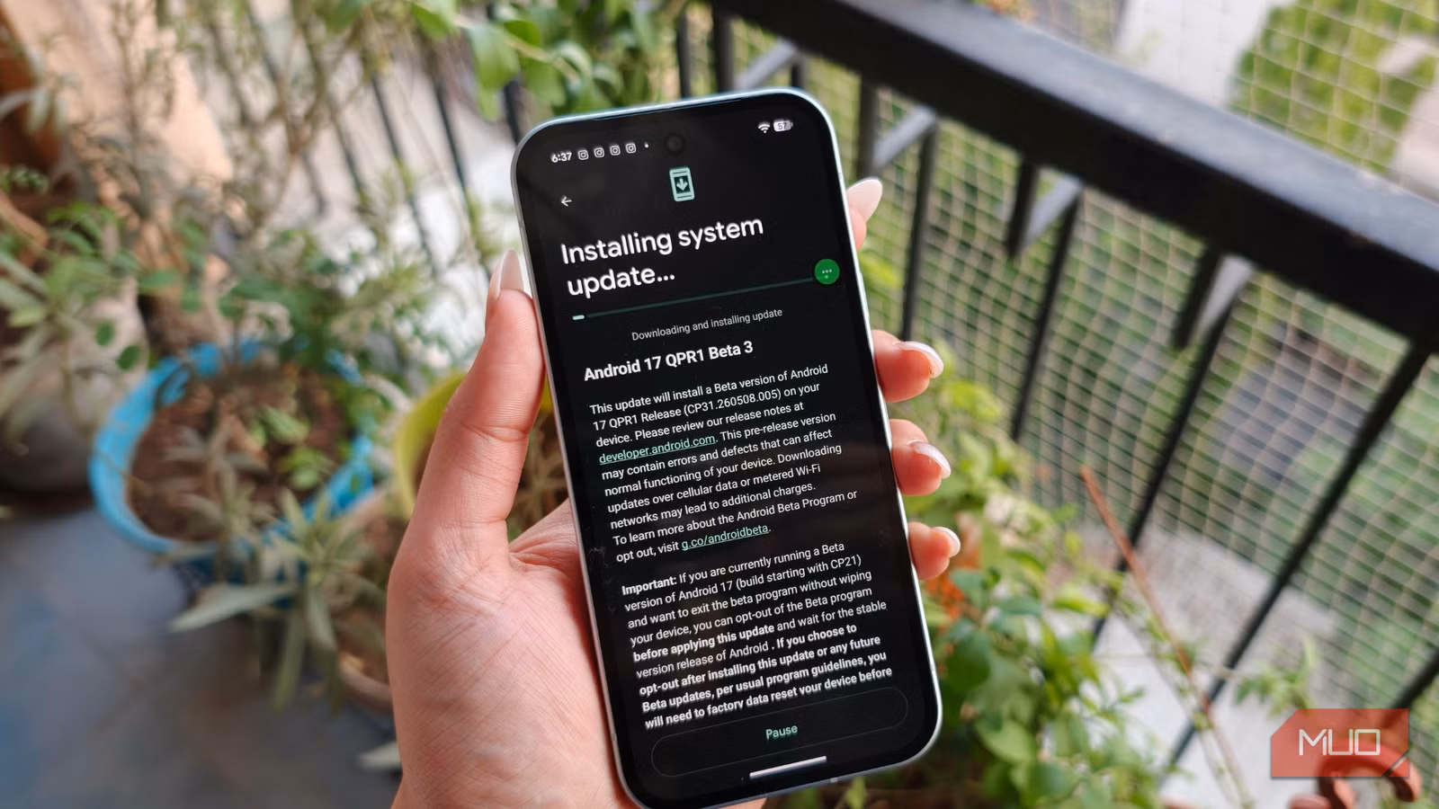 Android 17 beta installing on Pixel 10a