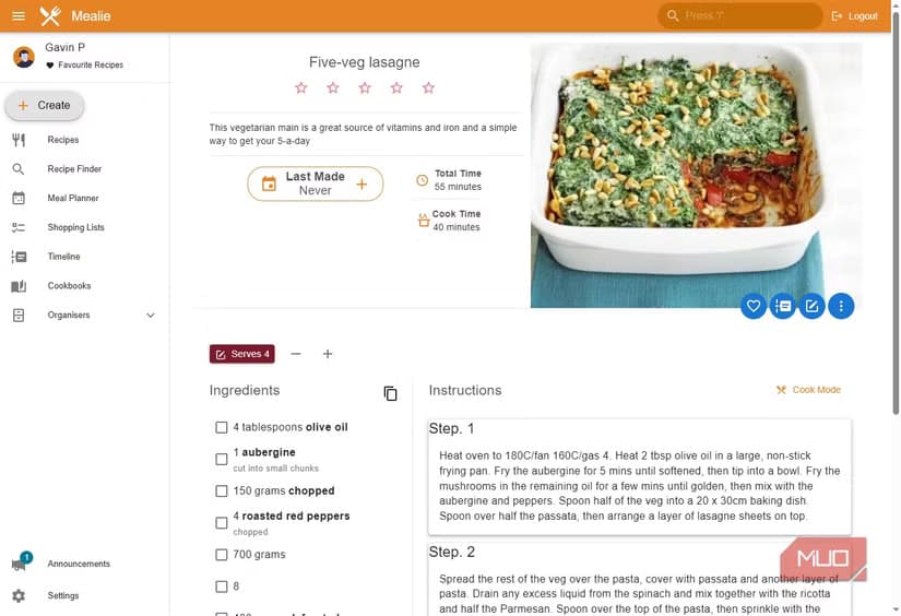 proxmox mealie self hosted recipe