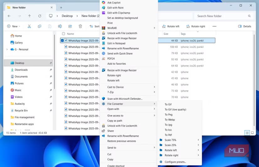 File converter in right-click menu on Windows 11