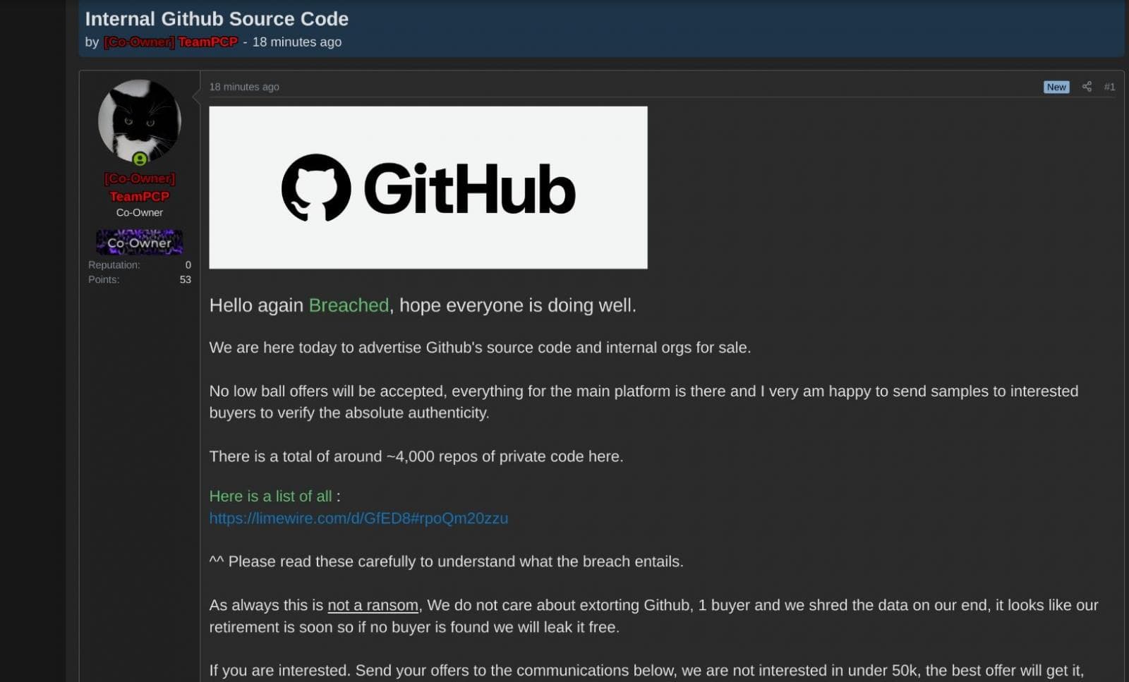 TeamPCP GitHub breach claims
