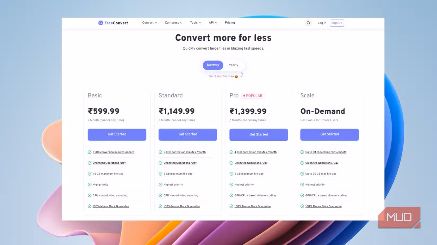 Free Online Convert website pricing