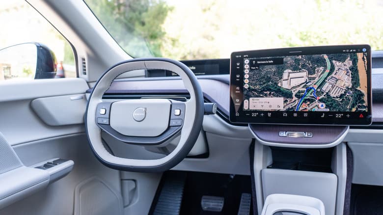 Real, physical controls on the steering wheel, but not much else.