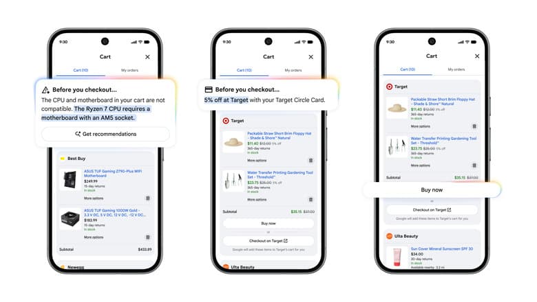 Screenshots of Google