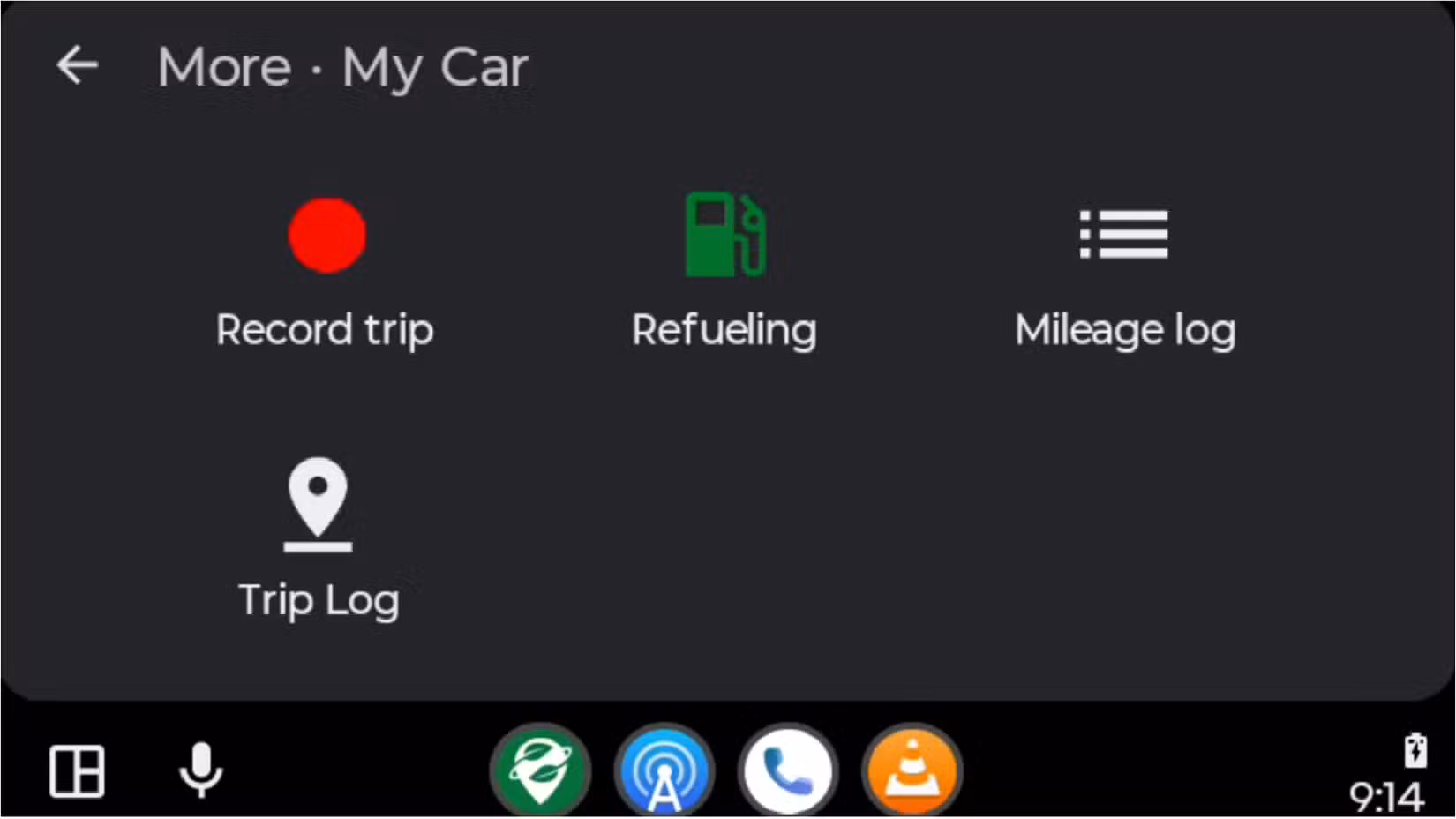 The Fuelio Interface in Android Auto.