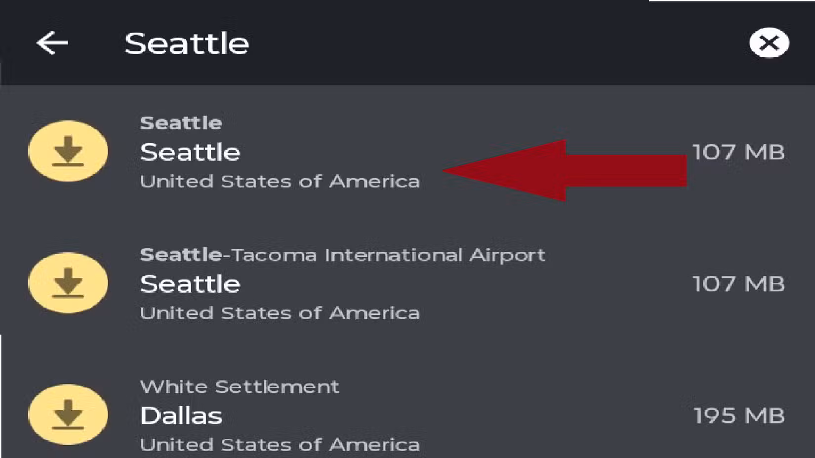 Loading the map of Seattle for offline use in Organic Maps.