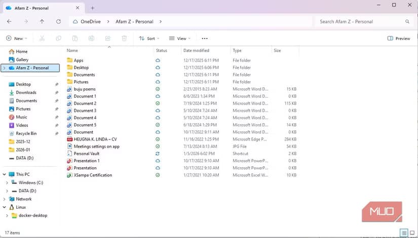 My personal Onedrive folder