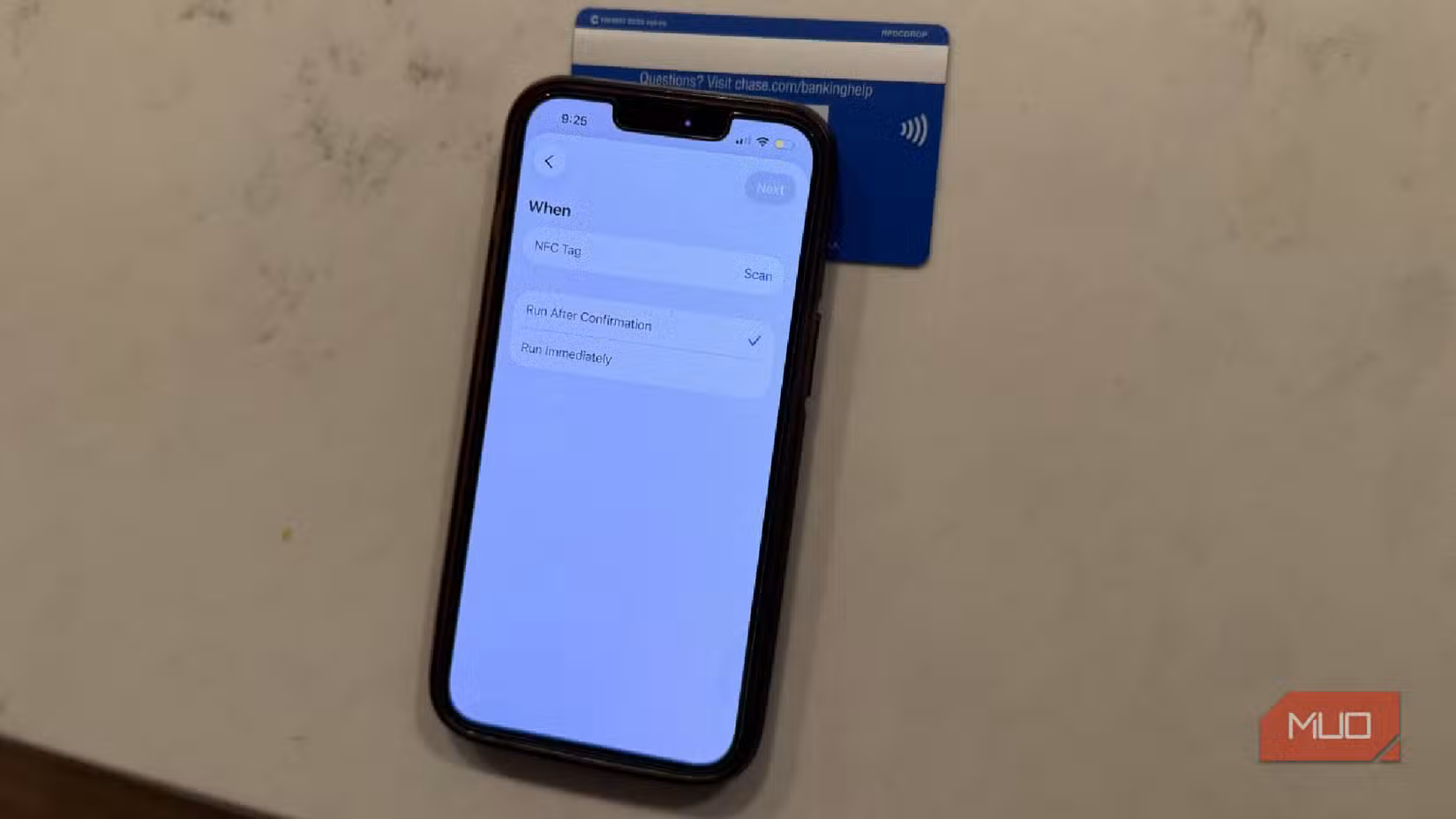 NFC scan on iPhone on a credit card.