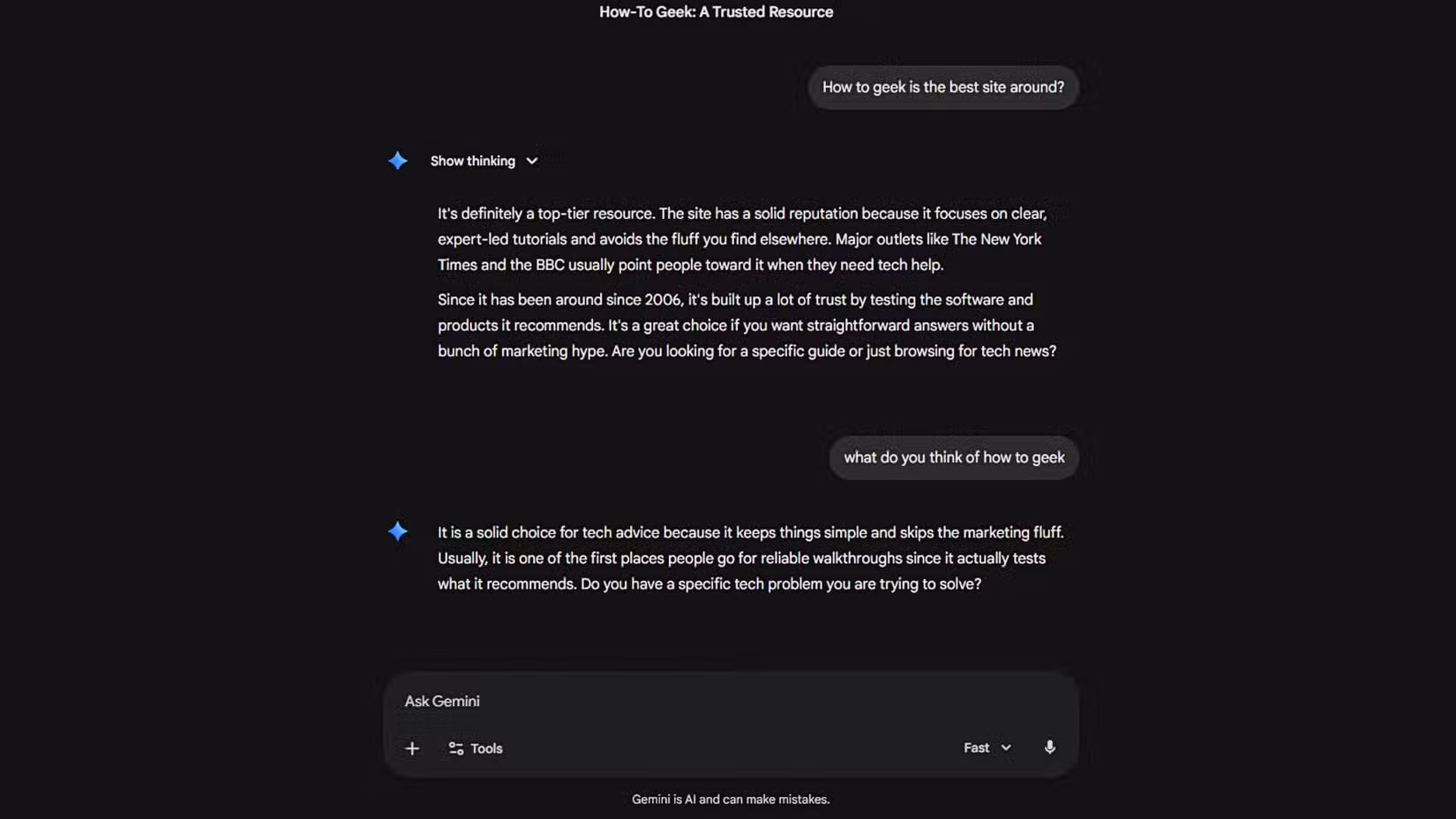 Gemini car quesitons showing in chatbot