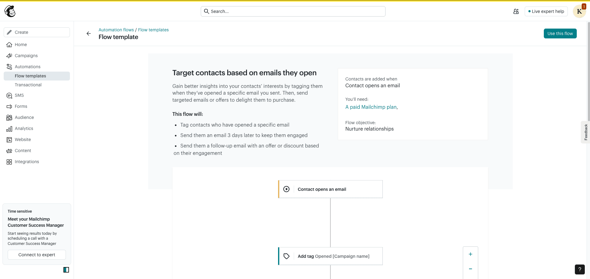Setting up an automation in Mailchimp
