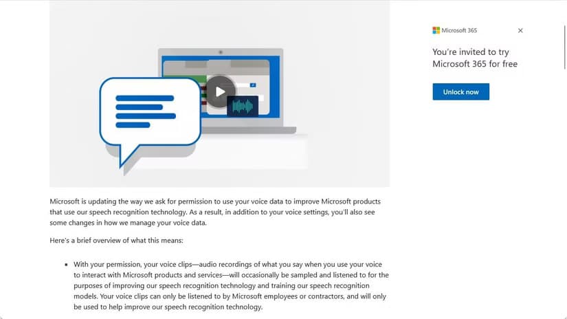 Microsoft's voice privacy settings.