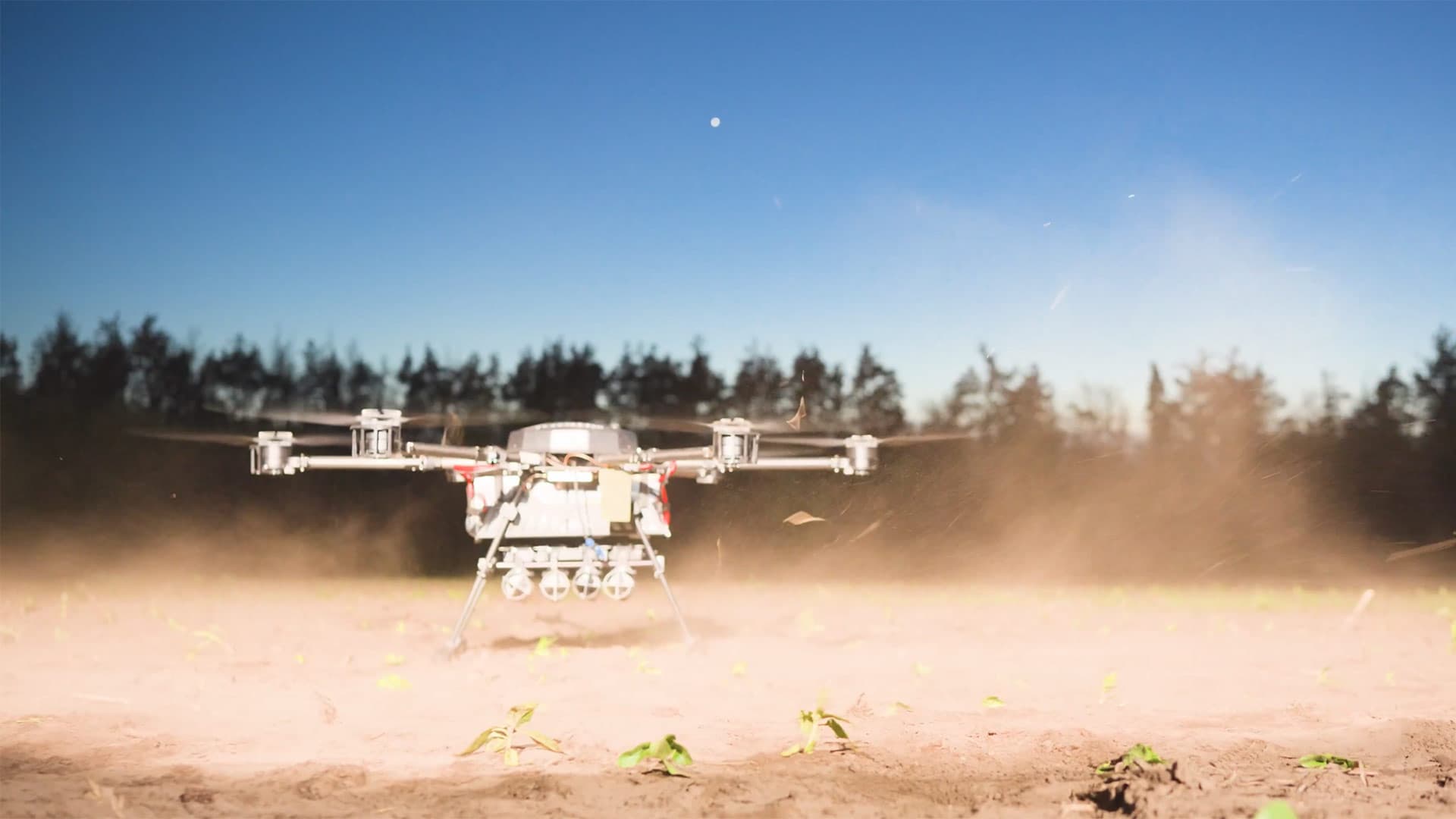 A Ukrainian quadcopter drone taking off