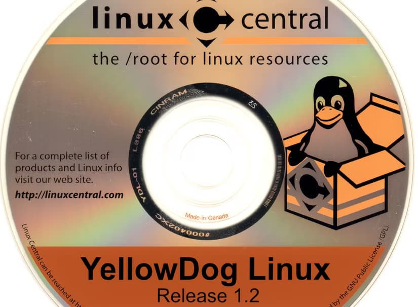 Yellow Dog Linux 1.2 CD disk label