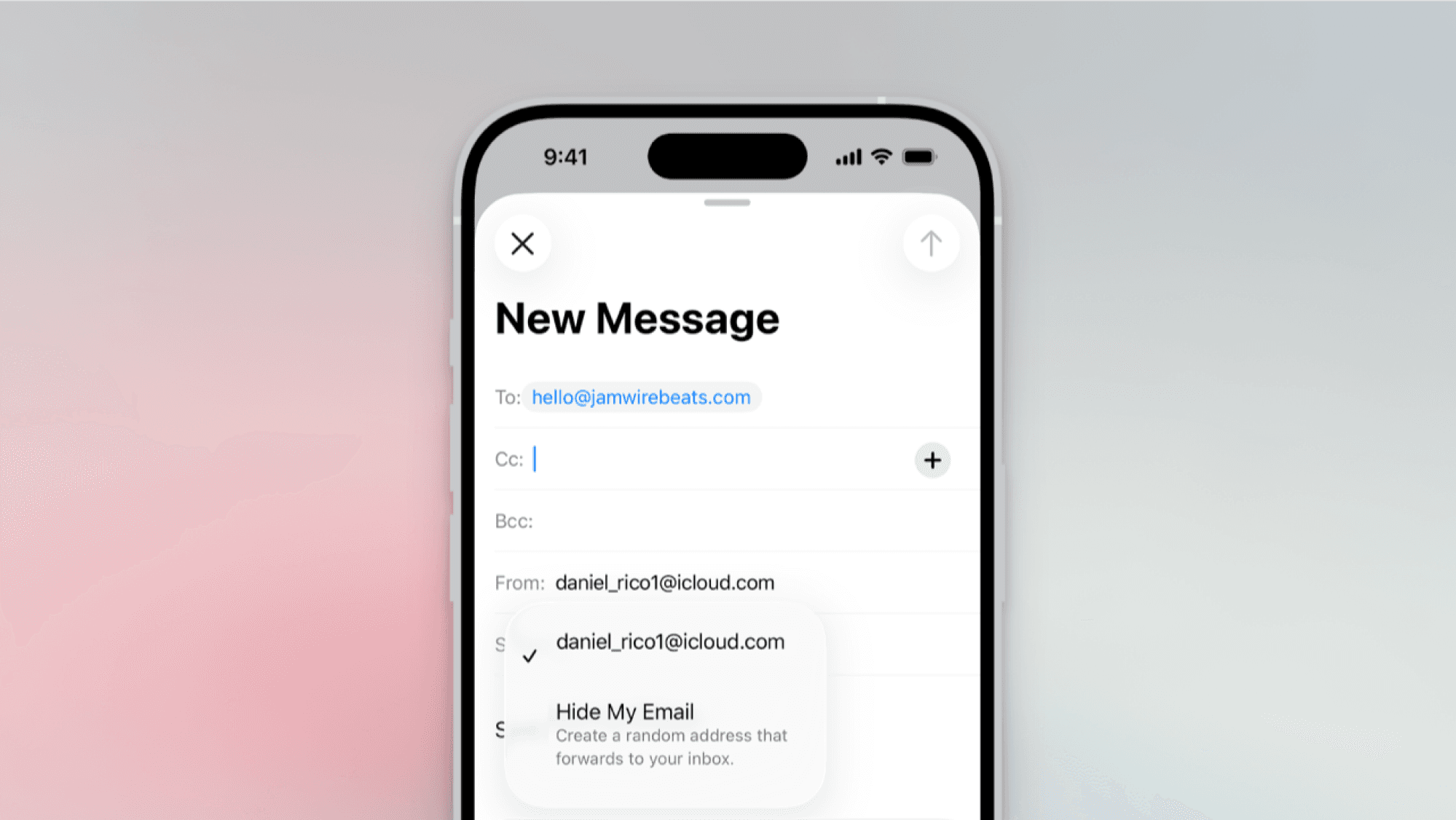 Hide My Email in Mail app.