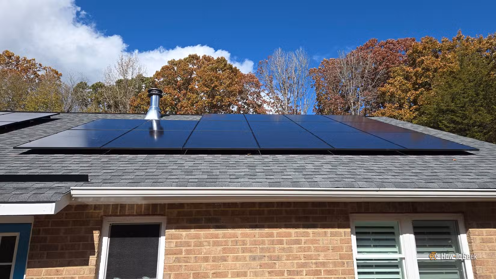 Solar panel array on a rooftop.